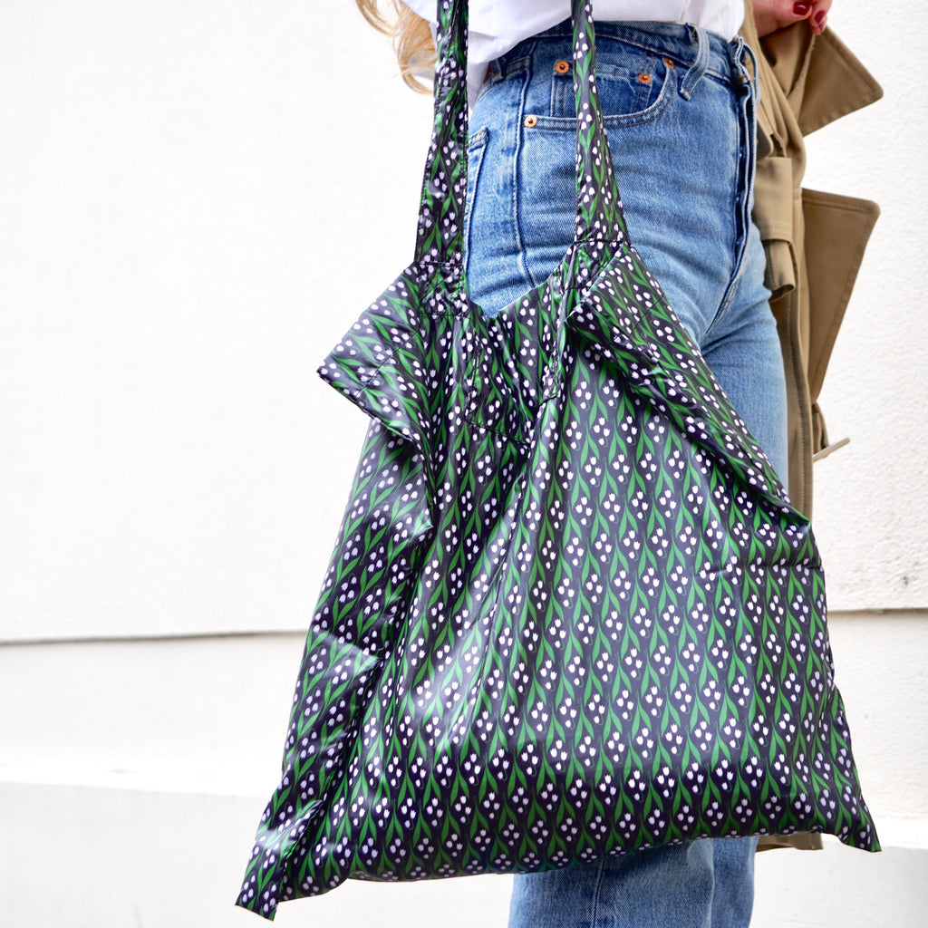 TOTE BAG MUGUET FOND NOIR